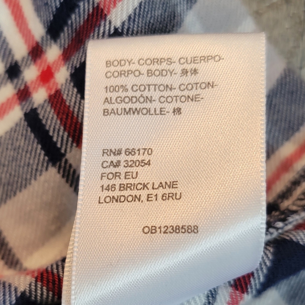 BDG Urban Outfitters Rayne Flannel Boxy Cropped Button Down Womens M Red Blue Gr - Picture 14 of 14